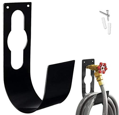 Garden Hose Hanger Wall Mount Heavy Duty Hose Holder Hook for 150ft 100ft 75ft 50ft Expandable Hose (Large, Black)