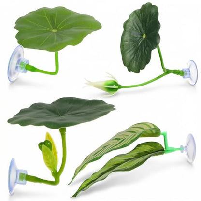 4 Pack Betta Fish Hammock Plant Leaf Pad, Improves Betta Health by Simulating The Natural Habitat, Fish Spawning Grounds Breeding Resting Bed, Fishes Tank Accessories Aquarium Décor