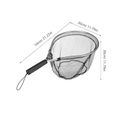 Small Handheld Fishing Net Fish Catch Net with Handle Portable Lightweight Fish Landing Tool for Freshwater Black Gray Mesh for Fishing and Catching
