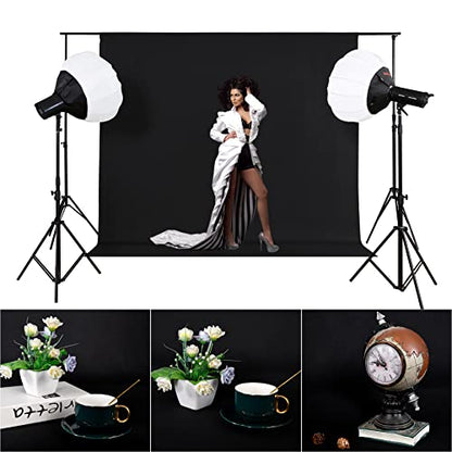 8X10FT Black Backdrop Background for Photography,Polyester Backdrop Curtain Background Screen for Photography,Photoshoot,Video Recording,Studio(8X10ft,Black)