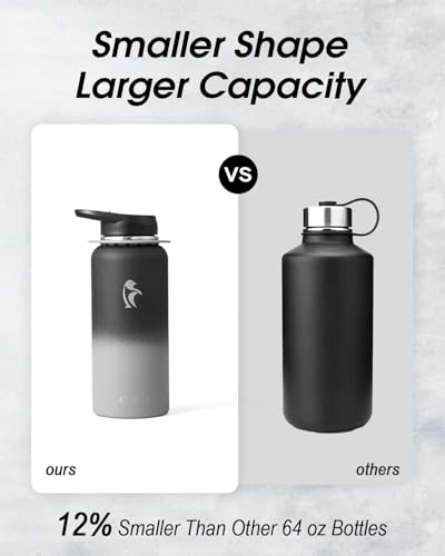 Coolflask 32 oz Water Bottle Insulated Stainless Steel with Strap - color: Piano Night, size: 32 Ounces