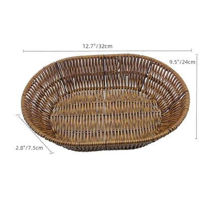 Wicker Bread Baskets,Tabletop Food Serving Baskets Trays, Handwoven Storage Basket Bin,Fruit Vegetables cosmetics Basket for Home, Restaurant, Bakery (3pcs)