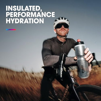HydraPak Polar Surge Insulated Bike Water Bottle (20oz, Ascent Red) | High Flow, BPA Free, Tri-Layer Insulation, Leakproof, Easy Squeeze, Self-Sealing Cap, for Biking - color: Ascent Red, style: 20oz/600ml