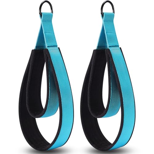 TOBWOLF 2PCS Pilates Straps for Reformer, Double Loop D Ring Foot Hand - color: Blue