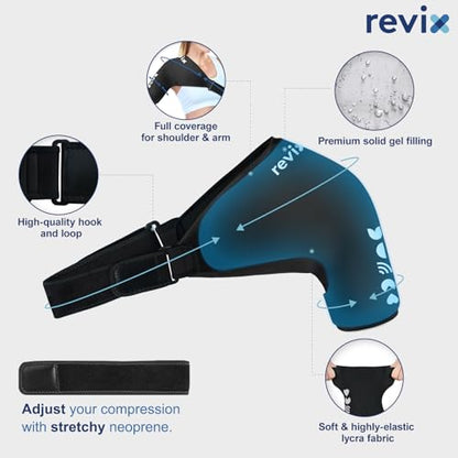 REVIX Shoulder Ice Pack Wrap for Rotator Cuff, Solid Gel Cold Sleeve - size: Standard, style: Basic
