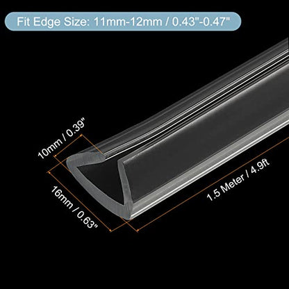 uxcell U Channel Edge Trim, 4.9ft Length Soft Rubber Guard Seal Strip Edge Protector Fit for 11-12mm Edge, (25/64" W x 5/8" H) Clear - size: 25/64"x 5/8"x 4.9ft