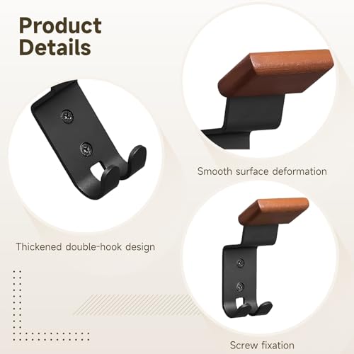Helmet Holder with Hooks, Beech Wood, Steel, Wall Mount