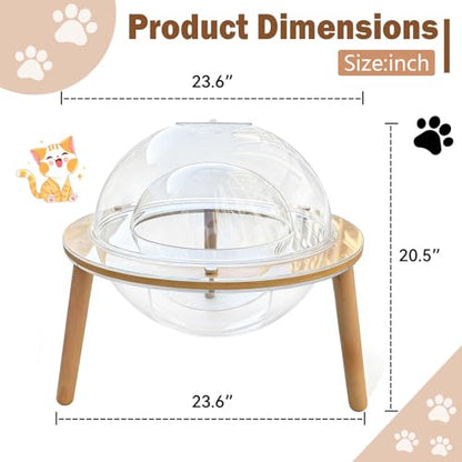 Large 2-in-1 Cat Cave & Fish Tank, 360° Immersive Cat TV House with Internal Observation Tunnel, Heavy-Duty Plywood Base & 4mm Thick Acrylic, Modern Pet Enrichment Furniture for Indoor Cats
