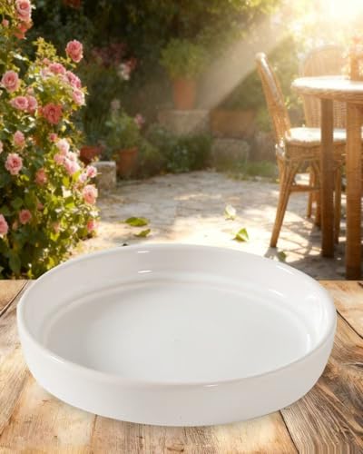 2 Pack of 5.2 Inch White Ceramic Plant Saucer,Indoor & Outdoor Universal Drainage Tray,Durable & Thick Glazed Pot Base Water Tray