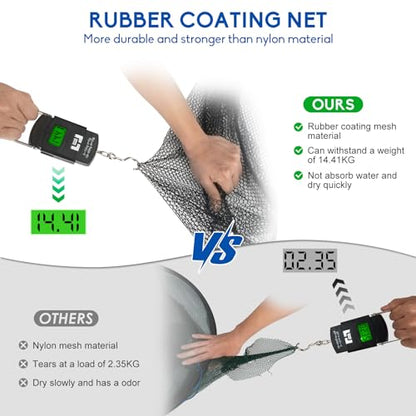Foldable Fishing Net, Landing Fishing Pier Nets 31"/40" Hoop, Drop Net for Pulling Up Fish with Rope, Portable Bridge Fishing Net for Minnows, Crawfish, Shrimp - size: Rubber - 31 Inch Hoop
