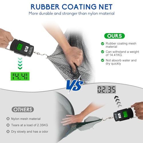 Foldable Fishing Net, Landing Fishing Pier Nets 31"/40" Hoop, Drop Net for Pulling Up Fish with Rope, Portable Bridge Fishing Net for Minnows, Crawfish, Shrimp - size: Rubber - 40 Inch Hoop