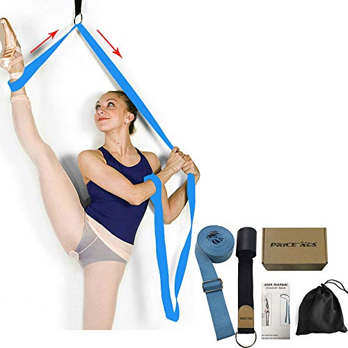 Leg Stretch Strap, Adjustable Leg Stretcher Band w/Door Anchor, Improve Leg Stretching Door Flexibility Trainer, Home Stretching Equipment for Yoga Ballet Dance Cheer Gymnastic Training - color: lake blue
