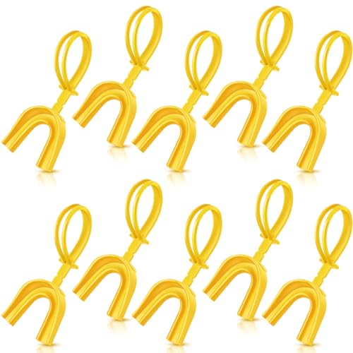 Dunzy 10 Pcs Strapped Mouth Guard Sports Mouthguard with Strap No Boiling Mouthguard Adult Youth Football Mouthpiece Mouth Protector for Boxing Basketball Lacrosse - color: Yellow, size: Adult