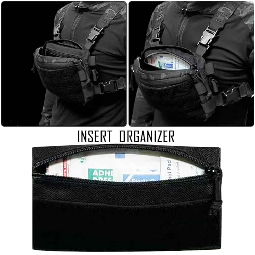 6 Piece Tactical Bag Insert Pack, Modular Elastic Loop Panel Organizers Pouch Insert Attachment with Hook Backed Fastener for Backpack Accessories