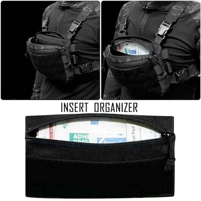 6 Piece Tactical Bag Insert Pack, Modular Elastic Loop Panel Organizers Pouch Insert Attachment with Hook Backed Fastener for Backpack Accessories