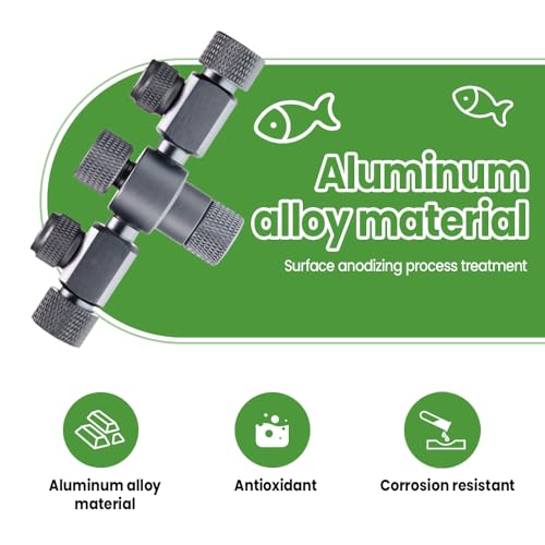 MiOYOOW Aquarium CO2 Splitter, Aluminium Alloy Dual-Precision Needle Valve 2-Way Fish Tank Air Valve for Bubbler Counter CO2 Regulator