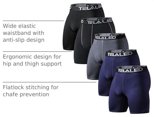 Compression Shorts Men Spandex Athletic Underwear Boxer Brief Base Layer - color: 2black1grey2navy, size: Small