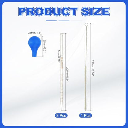PATIKIL Graduated Dropper Pipettes Kit, 3 Pcs 1ml Borosilicate Glass Pipette with Blue Rubber Cap and Brush for Transfer Liquid for Lab, Chemistry, Clear - size: 1ml