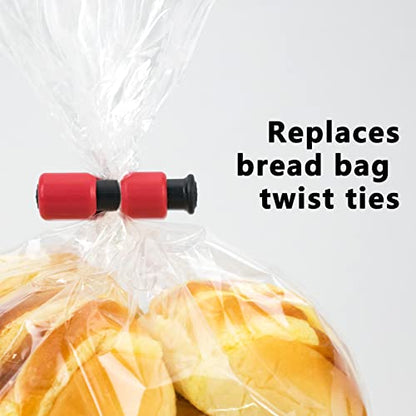 24 Pcs Bread Bag Clips Value Set Grade Food Bag Squeeze Clips Food Fruit Bread Bag Cinch Non-Slip Grip Sealer Rubber Pads or Lid on Bottom, Easy To Squeeze Lock Release, 12 Blue & 12 Red Clips - color: 24pcs