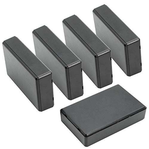 Project Box, 5 Pieces ABS Electrical Box Small Junction Box for Electronics PCB Case,Electronic Hobby Box Black, Outside Size 3.6 x 2.3 x 0.9 inch (92 x 58 x 23 mm) - size: 3.6" x 2.3" x 0.9"(5pc)