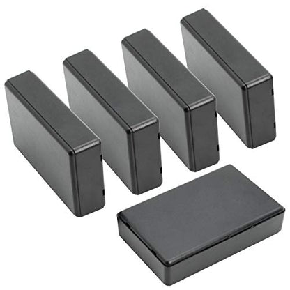 Project Box, 5 Pieces ABS Electrical Box Small Junction Box for Electronics PCB Case,Electronic Hobby Box Black, Outside Size 3.6 x 2.3 x 0.9 inch (92 x 58 x 23 mm) - size: 3.6" x 2.3" x 0.9"(5pc)