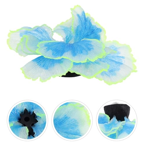 TEHAUX Fish Tank Water Grass Ornament Artificial Aquarium Plant Decor Blue Silicone Water Plant Adornment for Fish Tank Aquarium Supplies