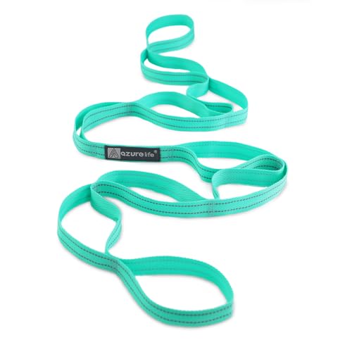 A AZURELIFE Premium Durable Stretch Straps with Loops, Stretching Strap for Physical Therapy, Multi-Loop Yoga Strap Fitness Exercise Strap for Yoga, Pilates, Dance, Flexibility&Exercise - color: #1-Green