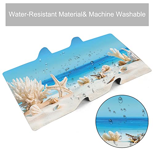 Seashells on Tropical Beach Extended Gaming Mouse Pad Large Desk Mat with Non-Slip Rubber Base and Stitched Edges,Keyboard Mouse Mat Desk Pad for Work,Game,Office,Home 35.4 * 15.7 Inch