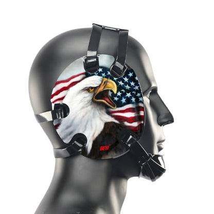 Wrestling Headgear with American Bald Eagle Decals - color: Black, size: Adult