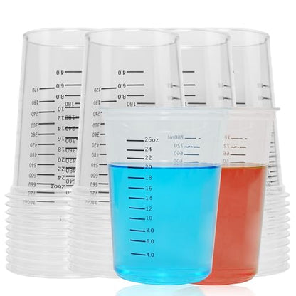 42pcs Resin Mixing Cups, Disposable Measuring Cups, 32oz Graduated Clear Plastic Measuring Cups for Epoxy Resin, Mixing Paint, Pigments