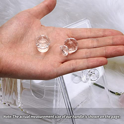 6Pcs Tiny Pull Handle Round Acrylic Pull Knob Small Size Transparent 2.1x1.7x1.4cm(LxWxH) Need Glue to use - color: Round diamond handle, size: 6 Pieces