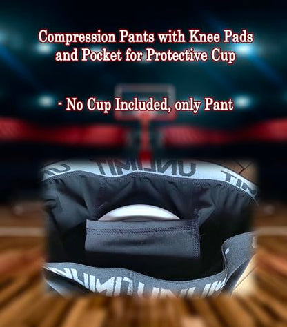 Compression Pants with Knee Pads and Protective Cup for Mens in Baseball Football Lacrosse MMA Basketball and Hockey, Black. - color: Legging Only, size: Medium