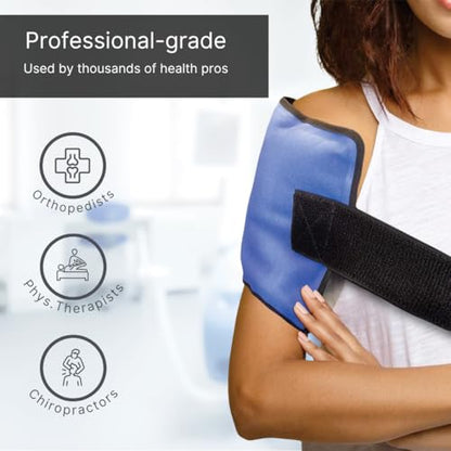 FlexiKold Reusable Gel Ice Pack with Straps – Cold Compress Pack for Injuries – Flexible Medical Ice Wrap for Back, Shoulders, Legs, Knees, Sciatica, Muscle Pain – Half Size - style: Medium
