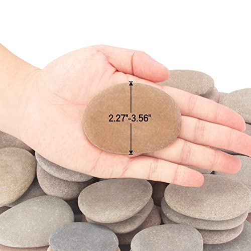 [About 97 PCS - 105 PCS](18 Pounds) Painting Rocks,2.33"-3.72" River Rocks,DIY Rocks,Flat Rocks,Craft Rocks,Natural Stones