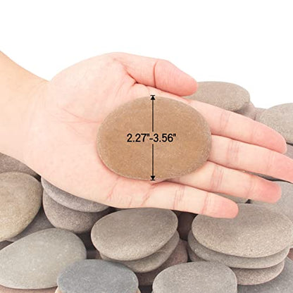 [About 97 PCS - 105 PCS](18 Pounds) Painting Rocks,2.33"-3.72" River Rocks,DIY Rocks,Flat Rocks,Craft Rocks,Natural Stones
