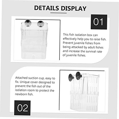 Abaodam 2Pcs Fish Breeding Box with Suction Cups Aquarium Isolation Case for Safe Acclimation and Separation of Juvenile Fish Tank