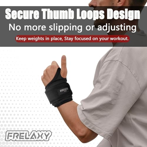 Frelaxy Wrist Weights with Thumb Loops for Men Women (Pair) - color: Black, size: 1 lb x 2