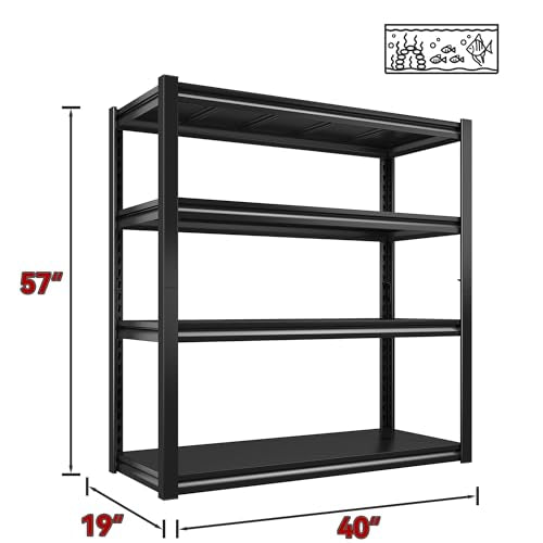 Raybee 40" W Garage Shelving 2000 LBS Storage Shelves 4 Tier Heavy Duty Shelving Adjustable Metal Shelves for Garage,Basement, Warehouse, 40" W x19 D x57 H, 4Pack