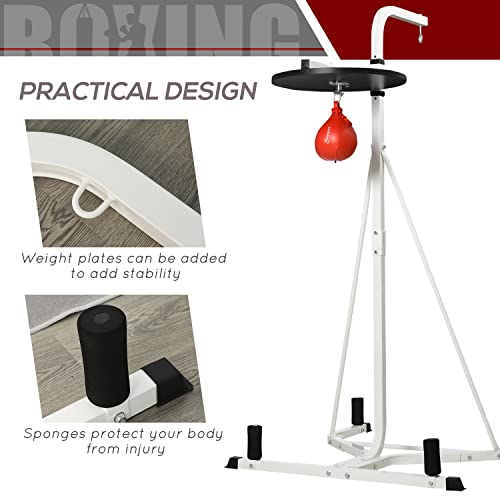 2 in 1 Punching Bag Stand, Adjustable Height Heavy Bag Stand with Weighted Base and Speed Bag, Freestanding for Home Gym