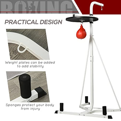2 in 1 Punching Bag Stand, Adjustable Height Heavy Bag Stand with Weighted Base and Speed Bag, Freestanding for Home Gym