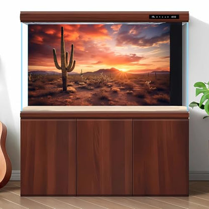 Sunset Desert Reptile Tank Background Majestic Saguaro Cacti Against Sunset Cloudy Sky Aquarium Background Barren Thorns Desert Jungle Natural Landscape Reptile Tank Terrarium Backgrounds 48x20in - size: 48(W)x20(H)inches/ 120(W)*50cm(H)