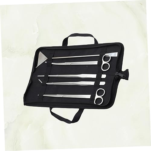 balacoo 5pcs Stainless Steel Aquarium Maintenance Tool Includes Scissors Tweezers Sand Scraper for Aquascaping for Freshwater Plants Comes with Canvas Storage Bag