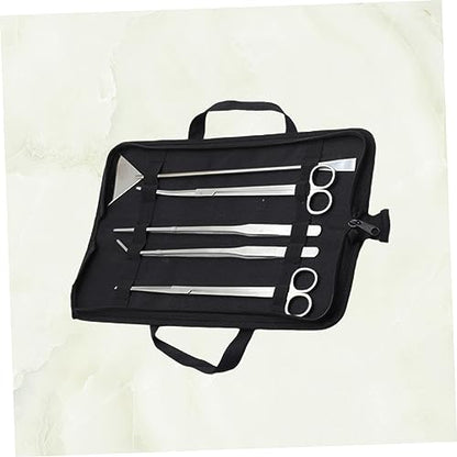 balacoo 5pcs Stainless Steel Aquarium Maintenance Tool Includes Scissors Tweezers Sand Scraper for Aquascaping for Freshwater Plants Comes with Canvas Storage Bag