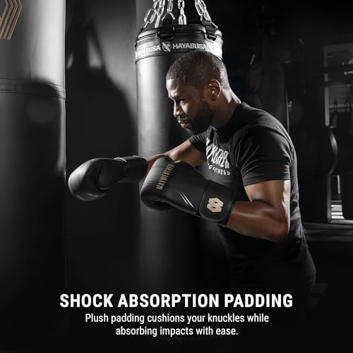 Hayabusa Mayweather Contender Boxing Gloves for Men and Women - color: Black/Gold, size: 14oz
