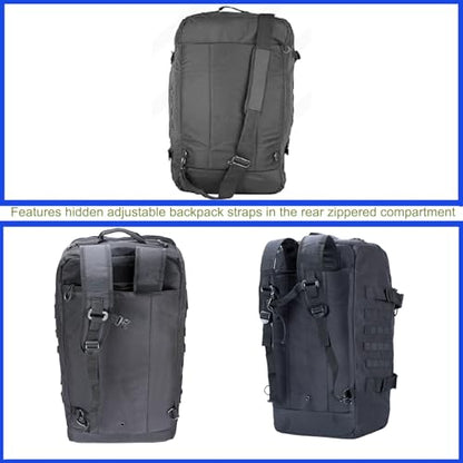 3 in 1 Tactical Travel Duffel Bag Backpack, Heavy Duty Military Gym Bag - color: Black, size: 30L,(19x10x8)Inches
