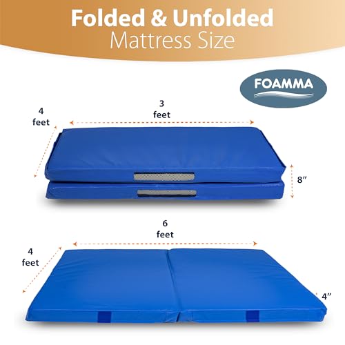 Foamma Gymnastics Mat - 4' x 4' x 6', Blue Foldable Landing Mat for Kids and Adults - size: 4ft x 6ft