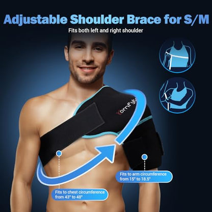 Comfytemp Shoulder Ice Pack Wrap, Shoulder Brace for Shoulders Pain Relief | FSA Eligible HSA, 2 Gel Ice Packs for Injuries Reusable, Cold Therapy for Rotator Cuff Recovery, Post-Surgery Recovery