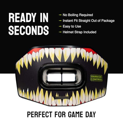 DAMAGE CONTROL Youth Football Mouth Guard – Symbite | Heavy Duty, Breathable No Boil Mouthpiece, Maximum Airflow, Protects Lips & Teeth, Works with Braces, Includes Helmet Strap - color: Symbite