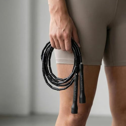 Elevate Rope Beaded Jump Rope, 1 in Beads, 10 ft Adjustable, Segmented - color: Black