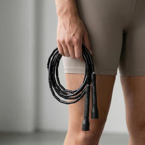 Elevate Rope Beaded Jump Rope, 1 in Beads, 10 ft Adjustable, Segmented - color: Black/Blue